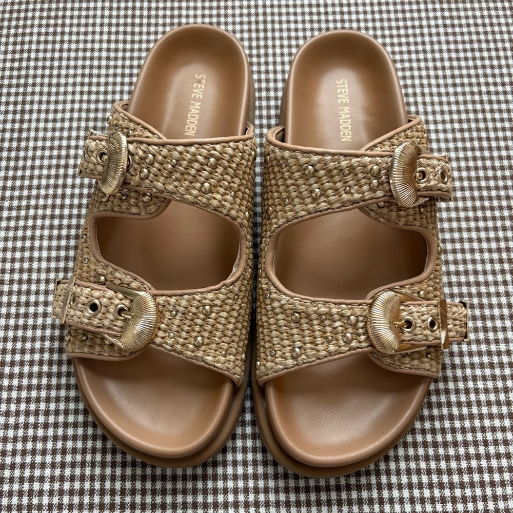 Steve Madden Woven Buckle Slide Sandals